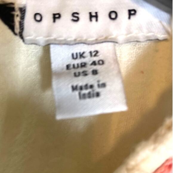 Topshop Cream Granny Square Long Sleeve Ruffle Size 8 Top - Picture 6 of 7